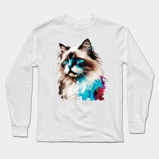 Ragdoll Cat Watercolor cute Long Sleeve T-Shirt